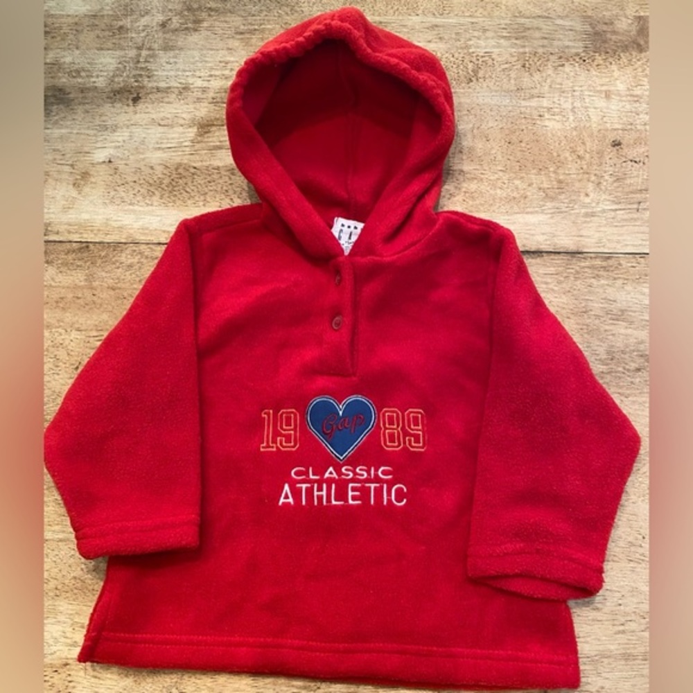 Vintage‎ Baby Gap XL (18-24 months) Red 2 Button Front Hoodie